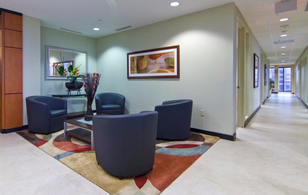Boutique office space includes comfortable reception areas
